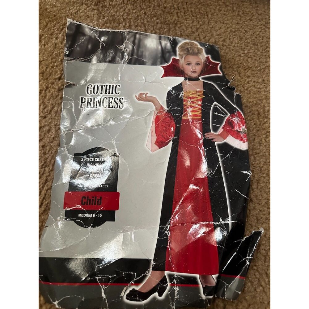 Gothic Princess Girl Costume with Collar Size Medium 8-10